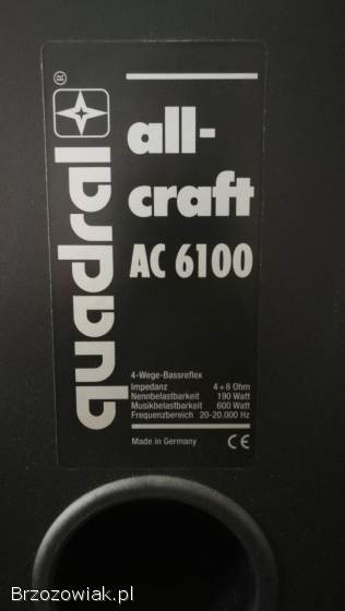 Głośnik kolumny podłogowe quadrall all-craft AC 6100