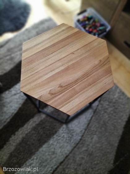 Stolik loftowy Industrialny mały stolik kawowy -  nowoczesny,  stal drewno blat