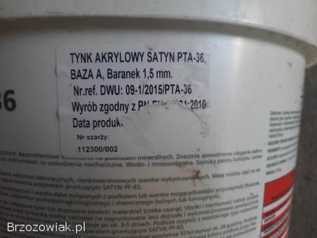 Tynk akrylowy 25 kg baranek bialy 1.  5mm pta-36