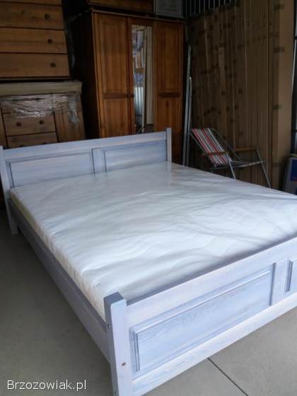 Łóżko sosnowe 160x200 nowe z materacem sprężynowym