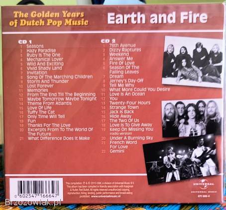 2CD EARTH AND FIRE -  The Golden Years Of Dutch Pop Musik -  A & B Sides.  Rarytas.