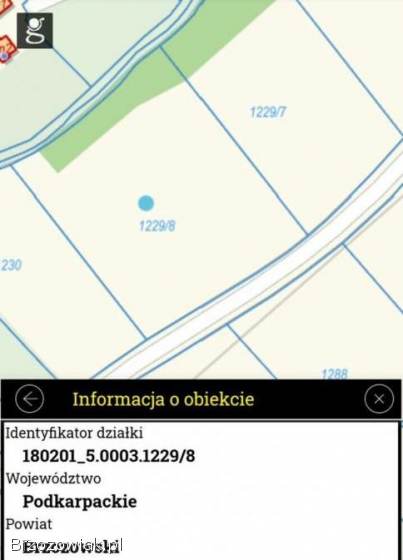 Działka Humniska 96 arów,  nr 1229/8 przy drodze wojewódzkiej,  bez pośredników.