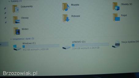 LAPTOP LENOVO PROCESOR INTEL I3-7100 SIÓDMEJ GENERACJI /DYSK 500 GB Z PARTYCJĄ R