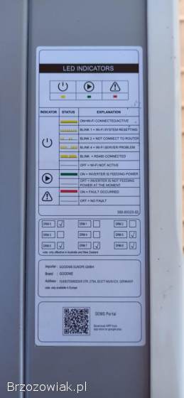 Sprzedam Falownik Goodwe GW 3000-NS 3,  9 KW,  Wi-Fi