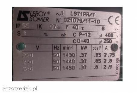Silnik elektryczny 1F z kondens 0,  37kW 1440obr/min LS71PR/t