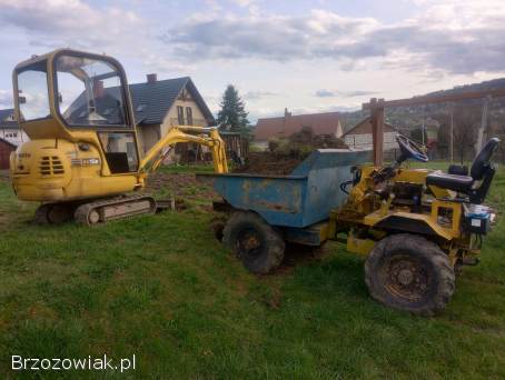 Minikoparka,  koparka,  samochód wywrotka,  wozidło budowlane wynajem bez operatora