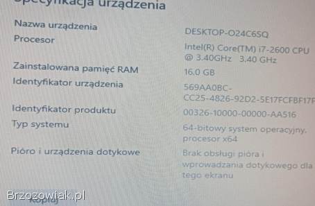Komputer Gemingowy Intel i7 16 GB ssd 512 GB