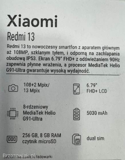 XIAOMI REDMI 13 8/256 GB