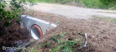 Prace ziemne koparką,  spycharką