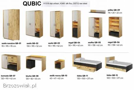 Meble młodzieżowe QUBIC,  komoda biurko szafa łóżko. . .