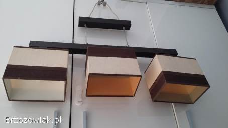 Żyrandol,  3 klosze z materiału na gwint E14
