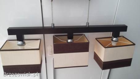 Żyrandol,  3 klosze z materiału na gwint E14