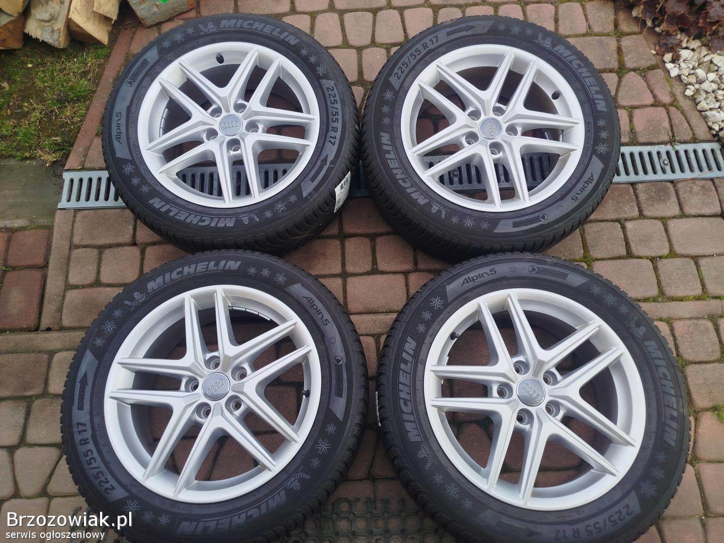 Komplet oryginalnych kół AUDI A4 A5 j.  nowe.  opony 225/55R17