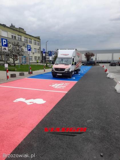 Malowanie oznakowania poziomego obiekty przemysłowe,  przestrzeń miejska.