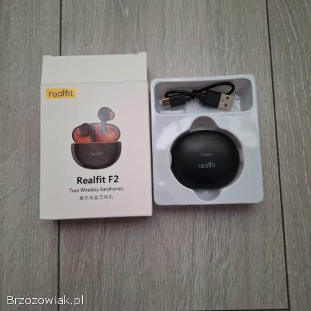 Nowe słuchawki Realfit F2 czarno pomarańczowe