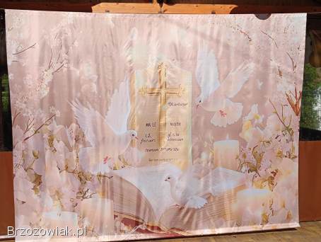 Baner Tło Komunijne nowe gotowe do powieszenia 220x300cm.  Super efekt