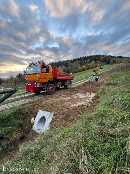 Roboty ziemne w Bieszczadach stawy drogi kruszywa