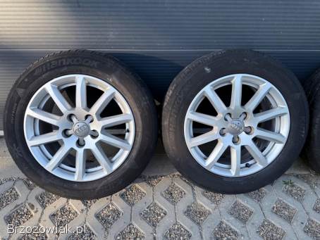 Koła letnie 5x112 R16 Audi 7,  5J ET45 66,  6 mm stan DB + 205/60 Hankook 4/5 mm