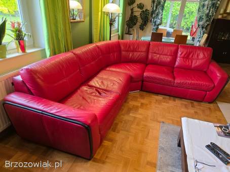 Narożnik skórzany z funkcją spania