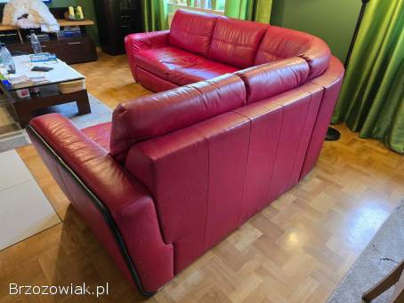 Narożnik skórzany z funkcją spania