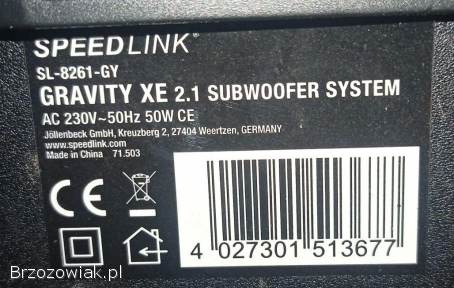 Głośniki SPEEDLINK GRAVITY XE 2.  1 SUBWOOFER SYSTEM (SL-8261-GY)
