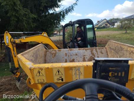 Usługi minikoparką wozidłem walcem