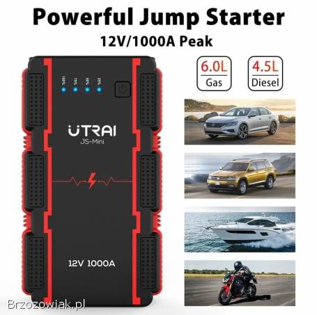 Urządzenie rozruchowe,  powerbank,  jump starter,  akumulator,  rozrusznik.  Utrai.