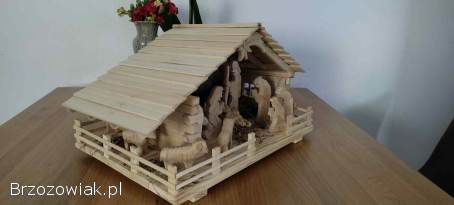 Szopka Bożonarodzeniowa / Betlejemska z drewna rzeźba