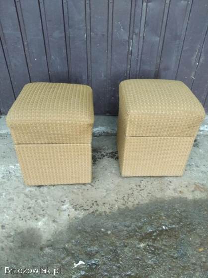 Zabytkowa szafka kuchenna PRL lata 50/60 XX w.  ręczne malowanie szkła wazon pufa