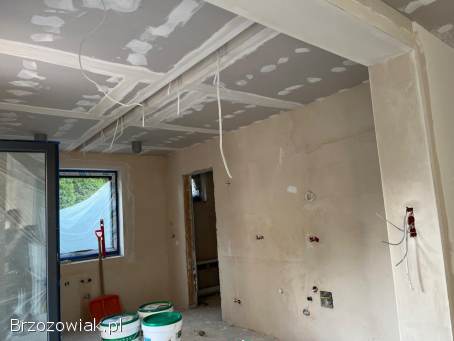 Szpachlowanie,  podwieszane sufity,  zabudowa poddaszy,  malowanie