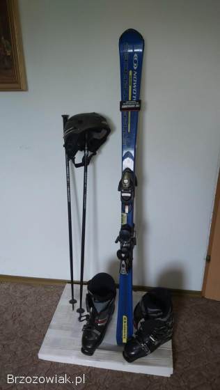 Sprzedam Narty (165) + buty (28.  5) + kijki + kask