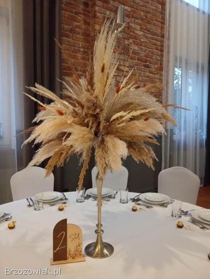 Dekoracje kompozycje pampasowe wesele boho