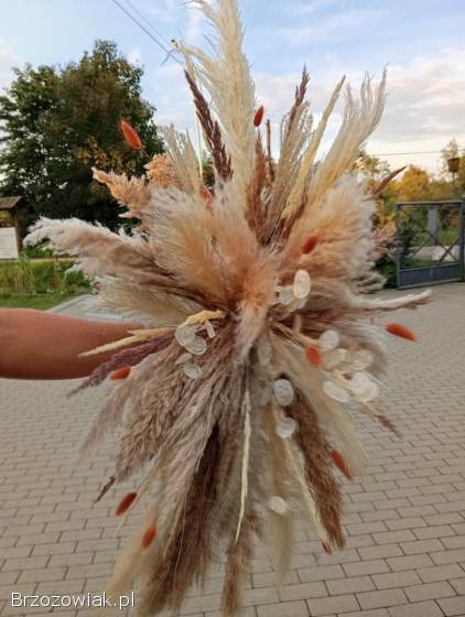 Dekoracje kompozycje pampasowe wesele boho