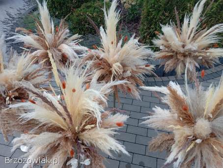 Dekoracje kompozycje pampasowe wesele boho