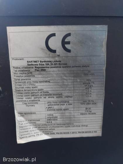 Piec Nadmuchowy Bartmet 20 kW