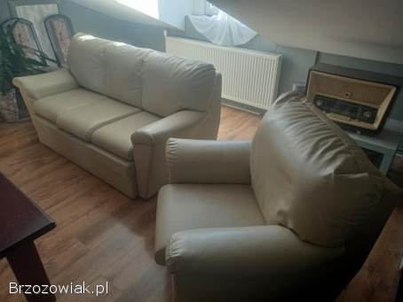 Sofa rozkładana plus dwa fotele jak nowe