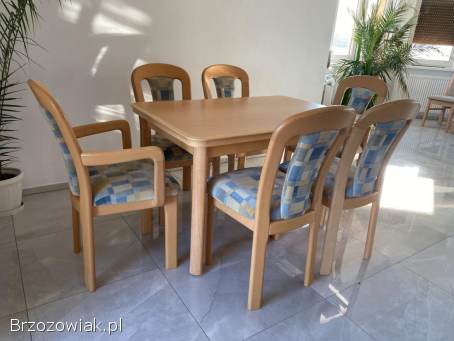 Stół rozkładany i krzesła z litego drewna bukowego