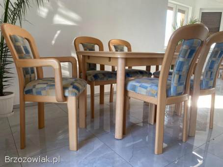 Stół rozkładany i krzesła z litego drewna bukowego