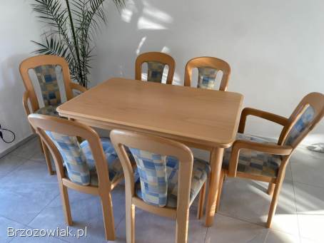 Stół rozkładany i krzesła z litego drewna bukowego