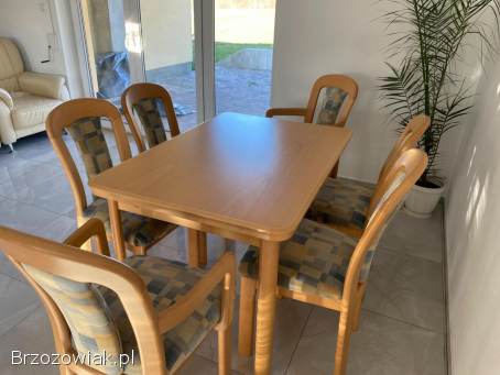 Stół rozkładany i krzesła z litego drewna bukowego