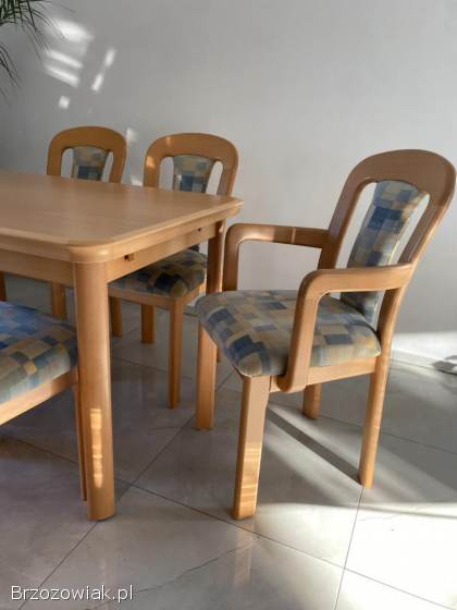 Stół rozkładany i krzesła z litego drewna bukowego