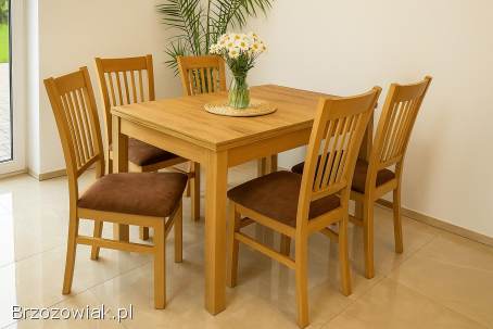 Stół Dębowy Okrągły Rozkładany!  Dowolne Wymiary!  Krzesło K-5 Drewniany