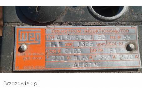 Przekładnia kątowa 34 obr/min z silnikiem reduktor motoreduktor 1,  1kW 34 obr/mi