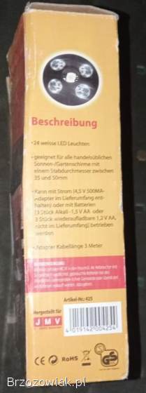 Oświetlenie LED nad parasol ogrodowe