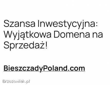 Domena na sprzedaż!  – www.  biszczadypoland.  com