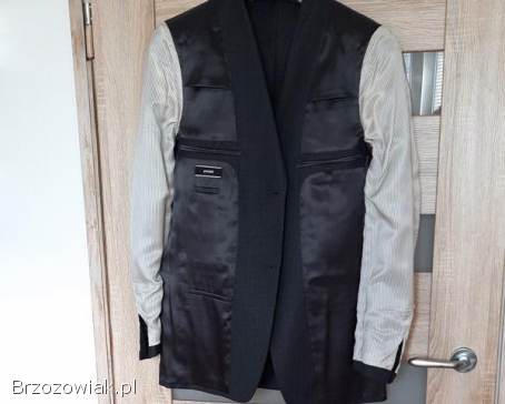 Marynarka wełna na 182 cm,  grafitowo-czarna -  stan jak nowa!