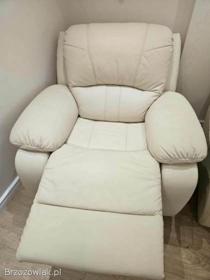 Kanapa z fotelem skórzana z funkcją relaks