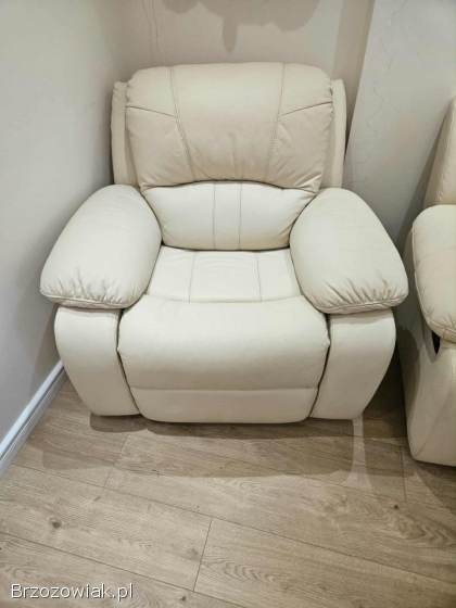 Kanapa z fotelem skórzana z funkcją relaks