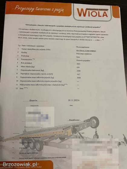 Przyczepa do przewozu koparki DMC 3000 kg