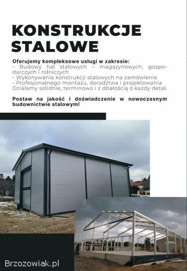 Konstrukcje stalowe,  hale,  wiaty